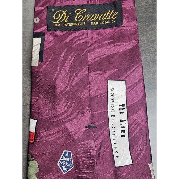 VTG Texas "The Alamo" 100% Silk Tie Patriotic Texas History Di Cravatte - Picture 3 of 3